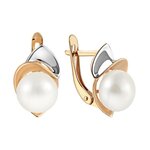 Серьги из красного золота 585° пробы с жемчугом