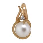 Серьги из красного золота 585° пробы с жемчугом и фианитом