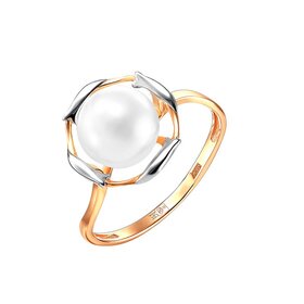 Кольцо из красного золота 585° пробы с жемчугом