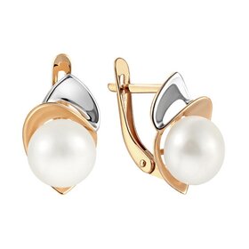 Серьги из красного золота 585° пробы с жемчугом