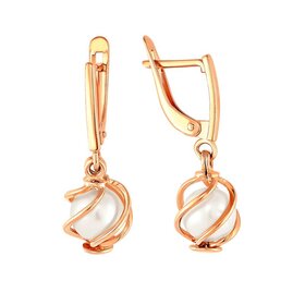 Серьги из красного золота 585° пробы с жемчугом
