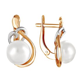 Серьги из красного золота 585° пробы с жемчугом