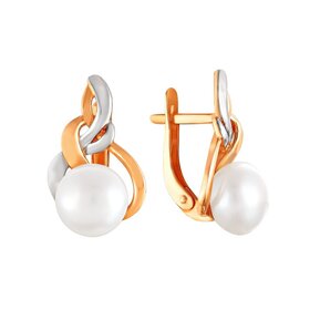 Серьги из красного золота 585° пробы с жемчугом