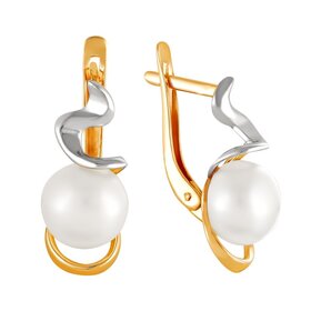 Серьги из красного золота 585° пробы с жемчугом