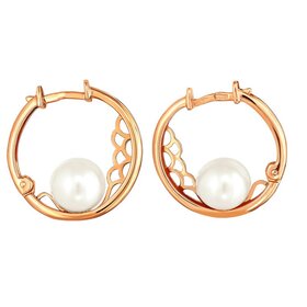 Серьги из красного золота 585° пробы с жемчугом