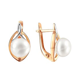 Серьги из красного золота 585° пробы с жемчугом